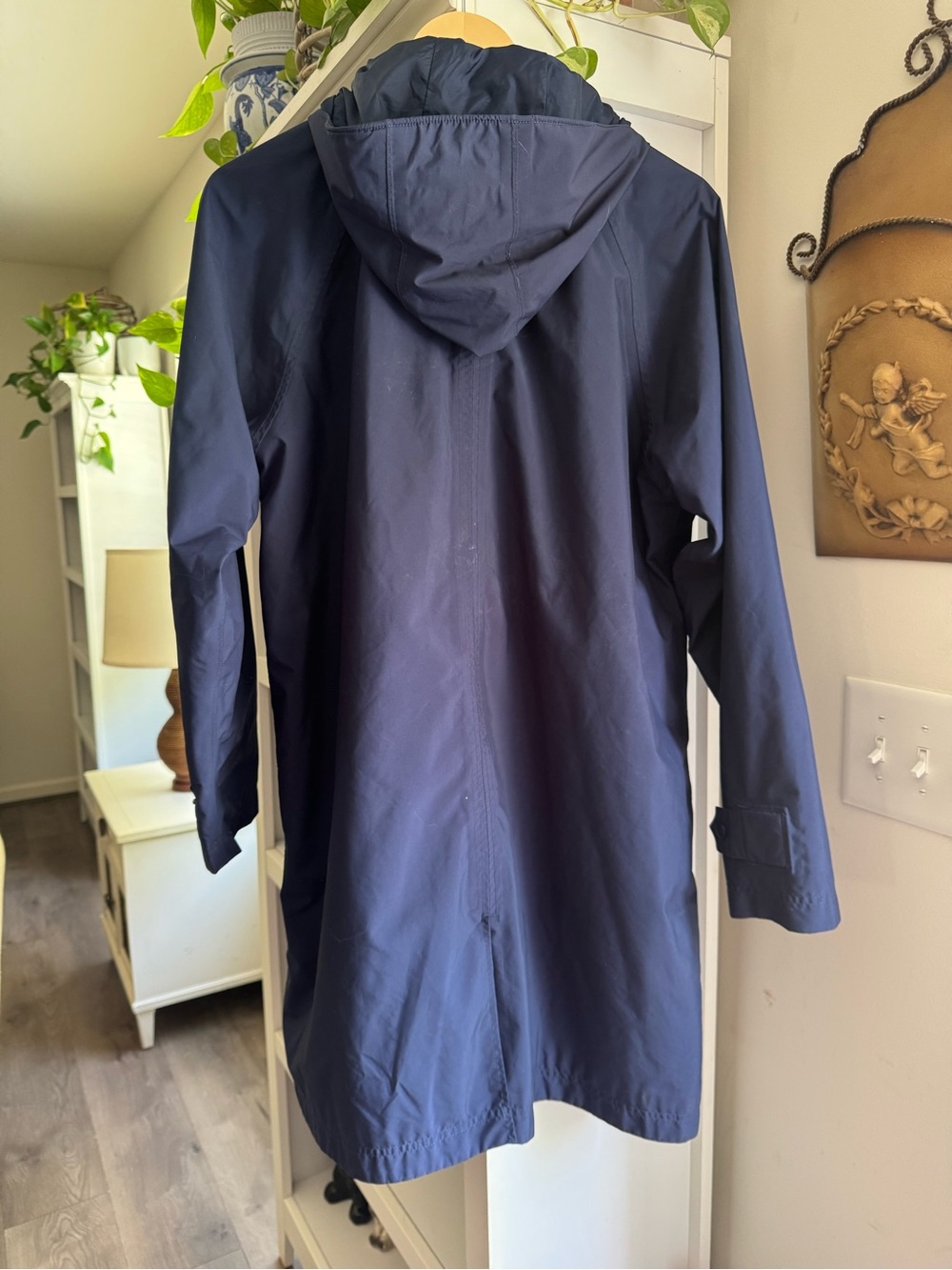 L.L. Bean Navy Women's Trench Coat with Hood - Picture 2 of 4
